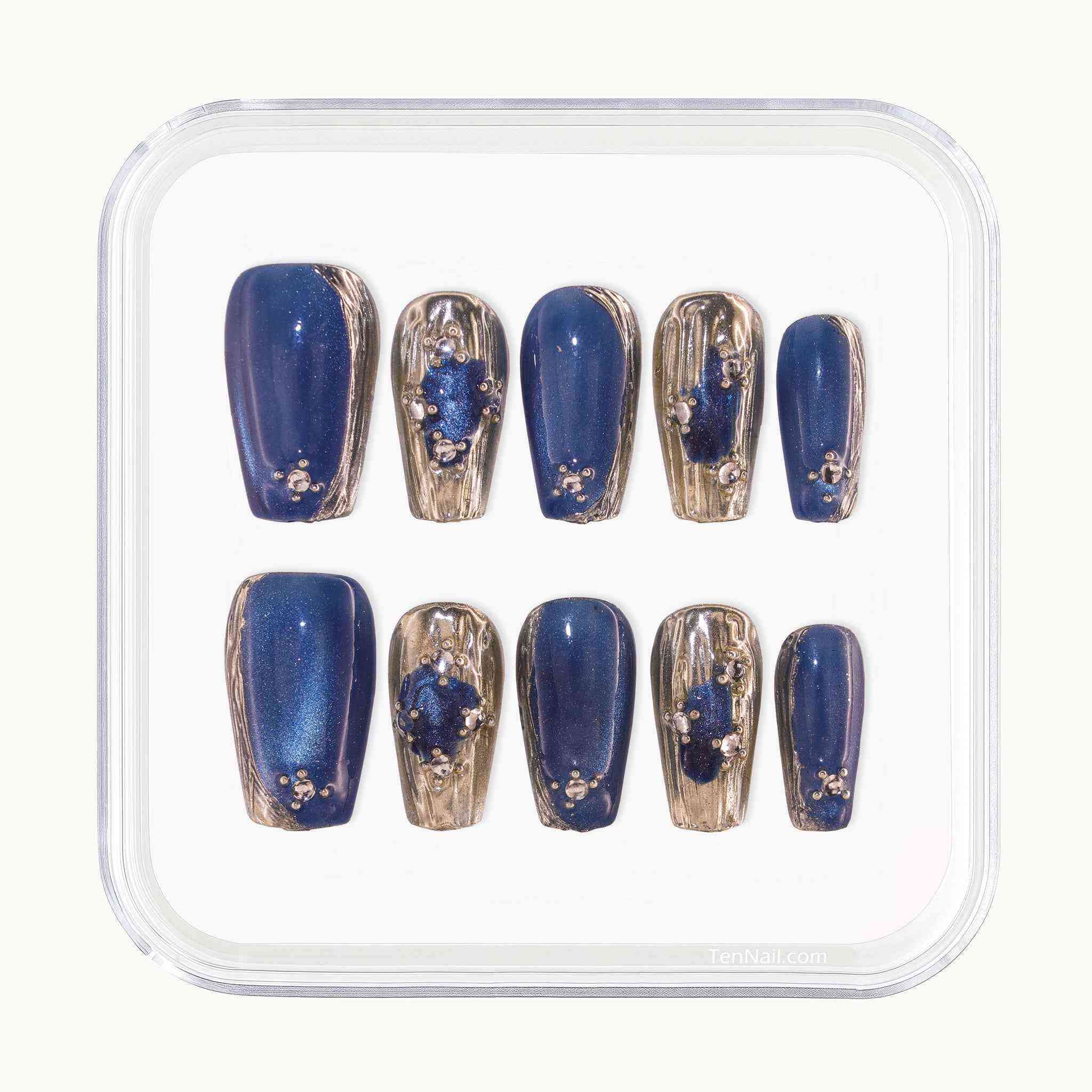 Blue Cat Eye? reusable Press on nails by Tennail